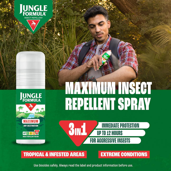 Maximum Strength Insect Repellent Roll on (50Ml - 50% DEET) - up to 12 Hour Protection against Mosquitoes, Ticks & Biting Insects - for Travel & Domestic Use