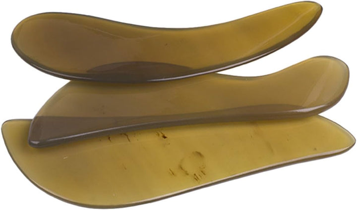 3Pcs Yak Horn Guasha Board Set S-Shaped Thin Scraping Massage Tools for Body Face Neck, Natural Cattle Horn Material Household and Salon Use