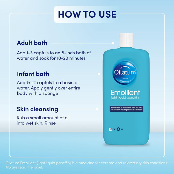 Emollient Bath Liquid for Eczema, Psoriasis and Dry Skin Conditions, Soothing Formula for Sensitive Skin, Hydrating Relief for Itchy, Irritated Skin, 1 X 500Ml
