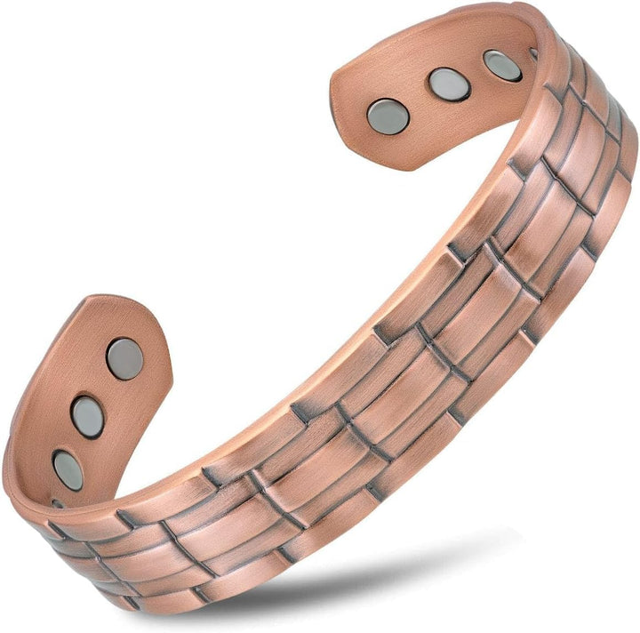 ® Pure Copper Magnetic Bracelet - Magnetic Copper Bracelets for Men - Adjustable Cuff + Gift Box (Twisted Copper)
