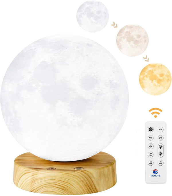 Tanlys Sad Lamp 10,000 Lux Moon Light Therapy Lamp, Uv-Free Daylight Lamp, Sunlight Lamp with Remote Control, Adjustable Colors/Brightness and Timer, Sun Lamp for Office/Home/Decoration