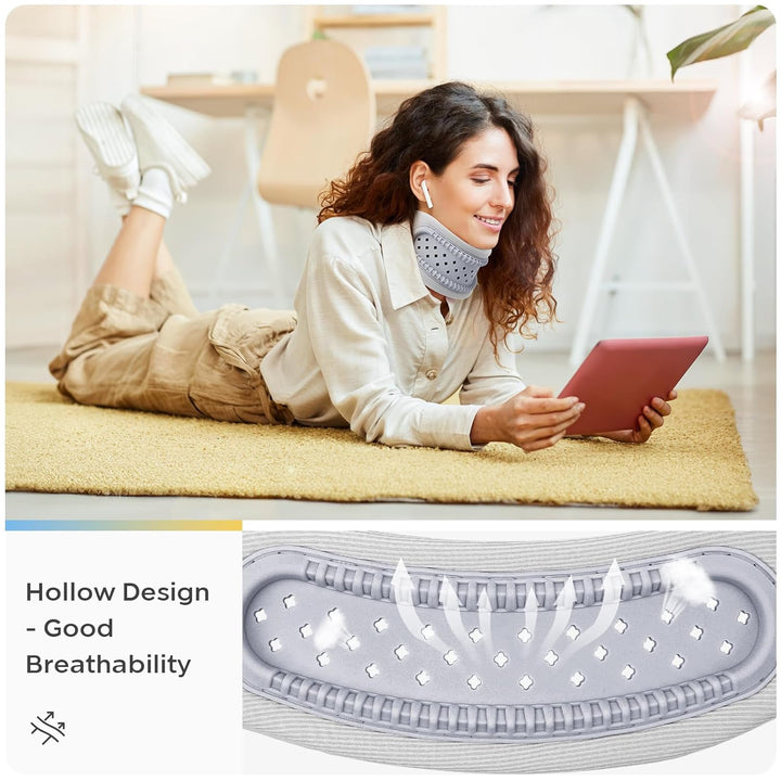 Neck Brace for Neck Pain and Support - Silicone Foam Cervicorrect Neck Brace, Adjustable Neck Support Brace Breathable Cervical Collar for Sleeping Relieving Spinal Pain and Pressure (Grey)