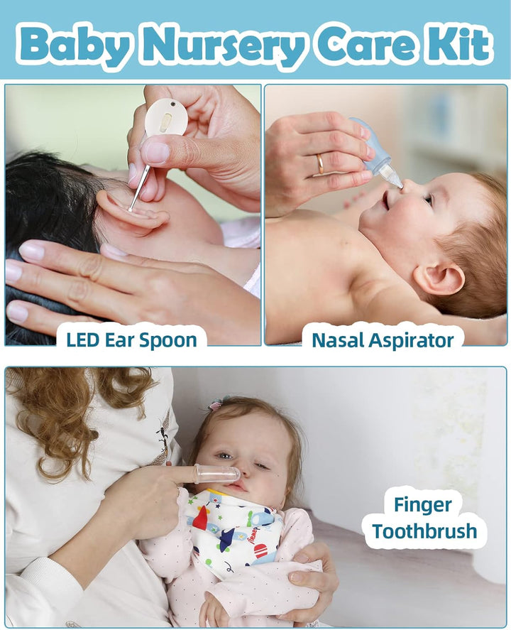 Baby Health Care Kit - Baby Grooming Kit Newborn Baby Care Accessories, 15PCS Safety Cutter Nail Care Set, Nursery Baby Care Kit for Infants Newborns (Blue)