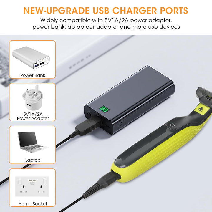 Charger for Philips One Blade QP2520, 4.3V USB Charging Cable A00390 Replacement Charger Cord for Philips Norelco One Blade QP2520, QP2620