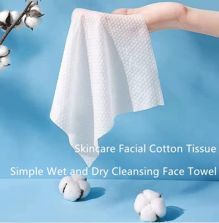 Disposable Soft Dry Wipes, Simple Wet and Dry Cleansing Face Towel, Skincare Facial Cotton Tissue, for Sensitive Skin & Baby Care & Makeup Removing & Surface Cleaning (1Pack=100Pcs)