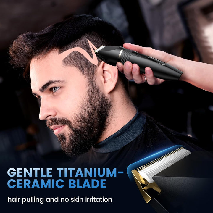 Hair Clippers Men,Professional Hair Trimmer Shaver with LCD Display,Cordless Beard Trimmer Barber Clippers with Ceramic Titanium Blade & Long-Lasting Battery for Men'S Haircuts