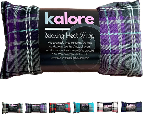 Wheat Bags Microwavable Neck and Shoulder Wrap - Relaxing Lavender Heat Bags Microwavable for Comfort - Tartan Cotton Fabric with UK Wheat Heat Bags Microwavable Compress by  - Purple