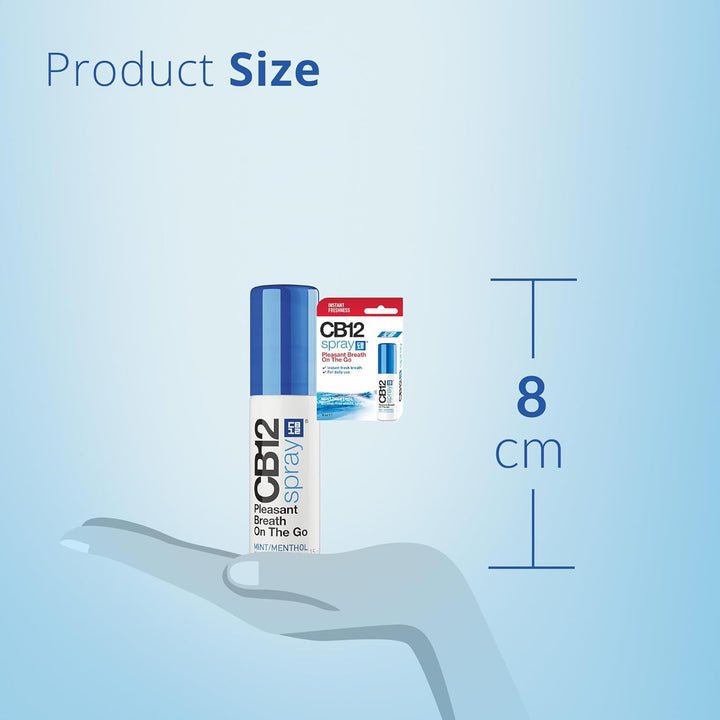CB 12 Spray – Instant Freshness on the Go, Reduces the Root Cause of Bad Breath, with Zinc Acetate, Mint Flavour – 15 Ml