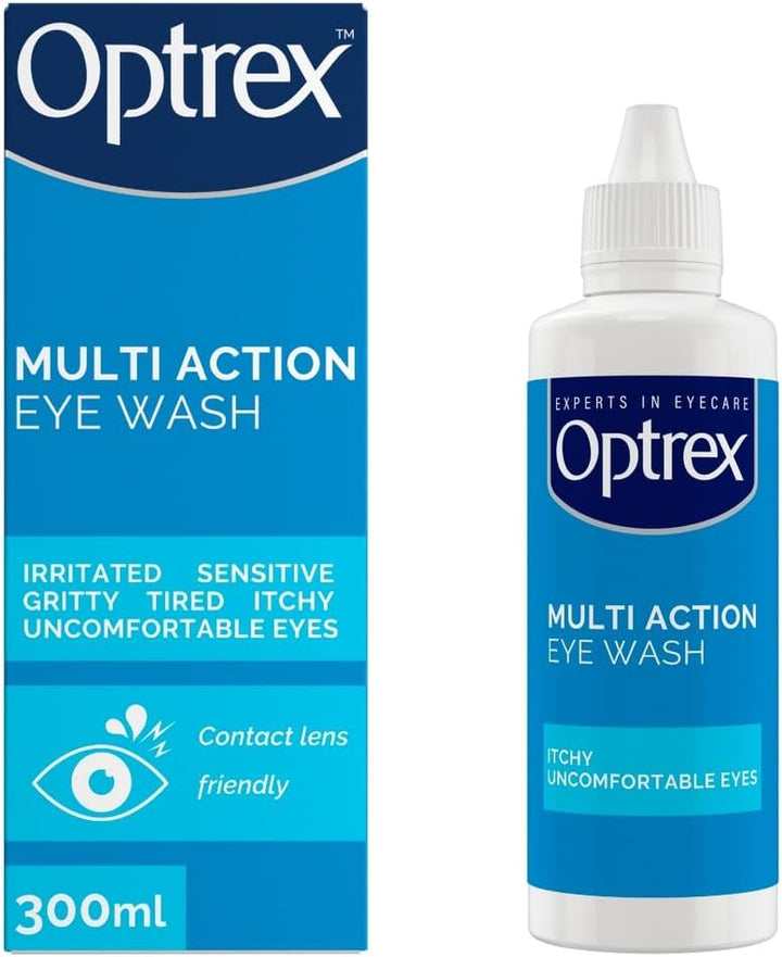 Multi-Action Eye Wash 300 Ml - Relieves Tired, Itchy, and Dry Eyes, Allergies - Soothes Irritations, Inflammations - Eyelid Cleanser for Uncomfortable Conditions