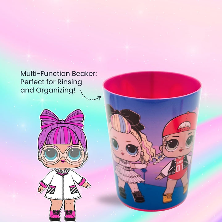 LOL Surprise Dolls Kids Toothbrush Set Contains Toothbrush with Protection Cap and Soft Bristles, Strawberry Flavour Toothpaste and Multi-Purpose Beaker for Children 3+