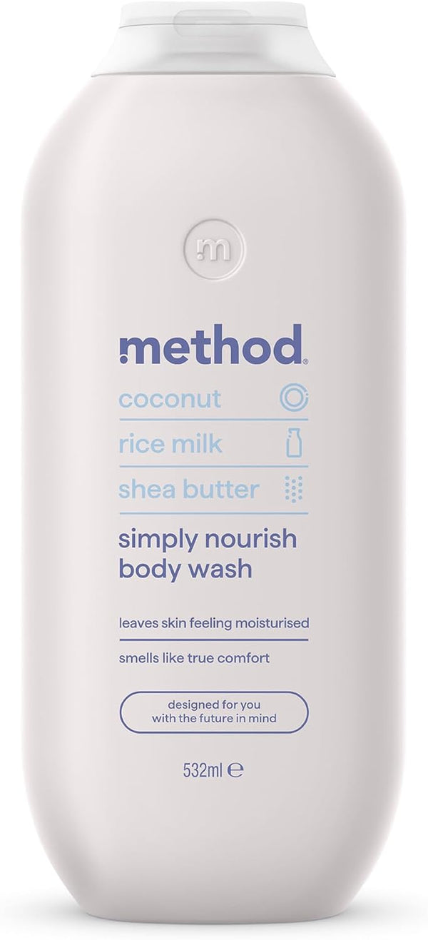 Body Wash, Simply Nourish, Shower Gel, Coconut, Rice Milk and Shea Butter Scent, Pack of 1, 532Ml