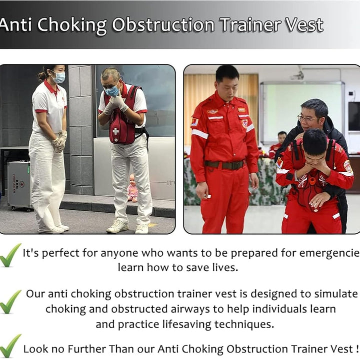Anti Choking Obstruction Trainer Vest, Airway Obstruction Simulation Training Wearing Vest with Back Shot, Adjustable Shoulder Straps and Waist Belt, Intuitive Operation, for First Responder