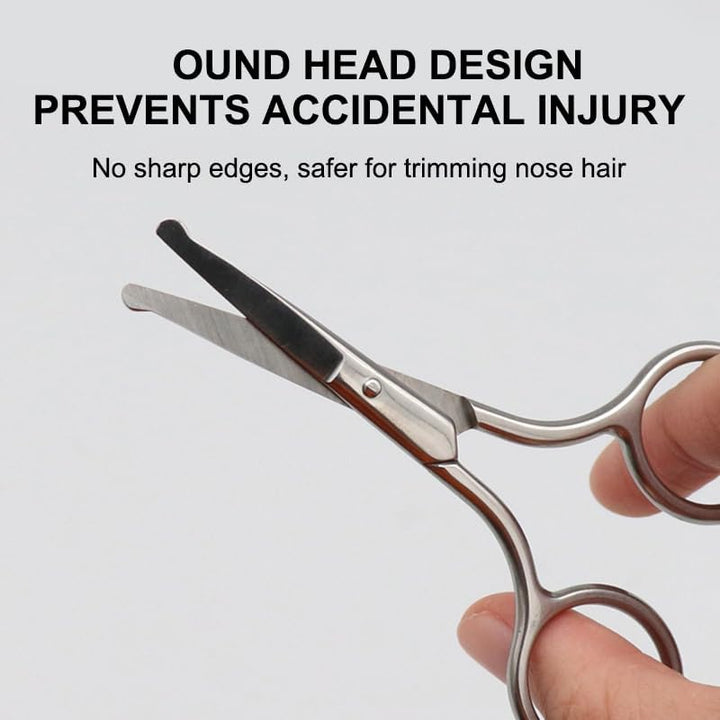 Nose Hair Scissors for Men and Women, Hair Safety Scissors with round Tip Design, Small Scissor for Trimming Facial Eyebrows Mustache Ear Hairs, Silver