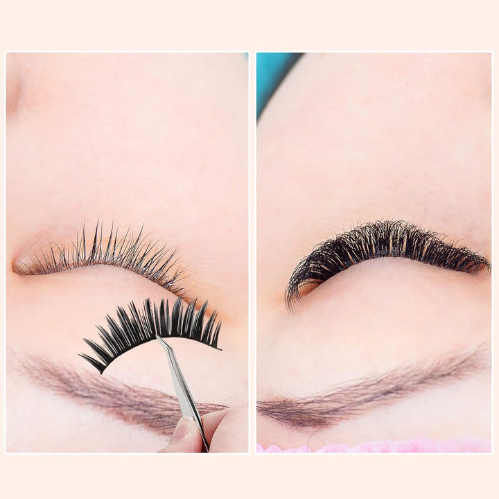 2 Pcs Eyelash Tweezers, Stainless Steel Eyelash Extension Tweezers, Lash Tweezer with Comb