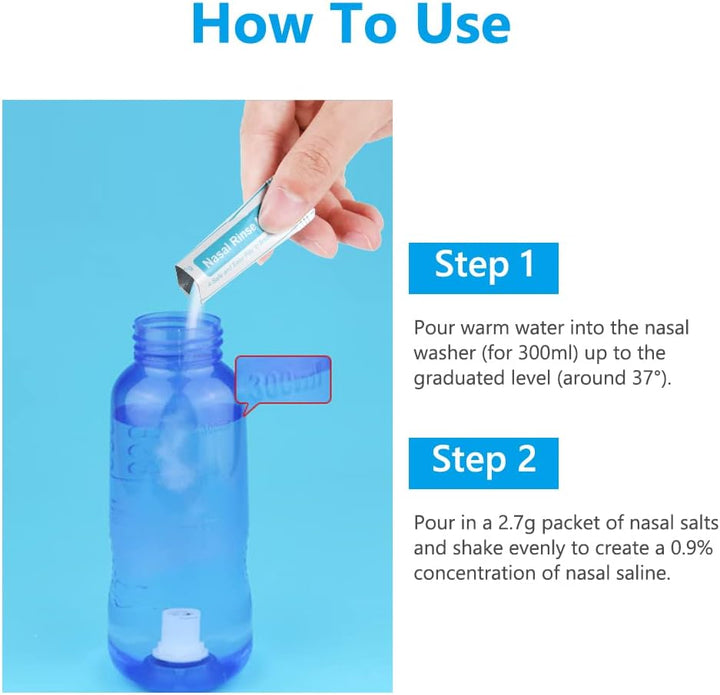 Nasal Rinse Salt, 120 Packs Nasal Irrigation Salt, Cleaning Mix Portable Sinus Rinse Salt, Natural Nasal Sinus Rinse Refill Packets Sinus Relief, Nose Wash Salt for Nasal Wash Irrigation