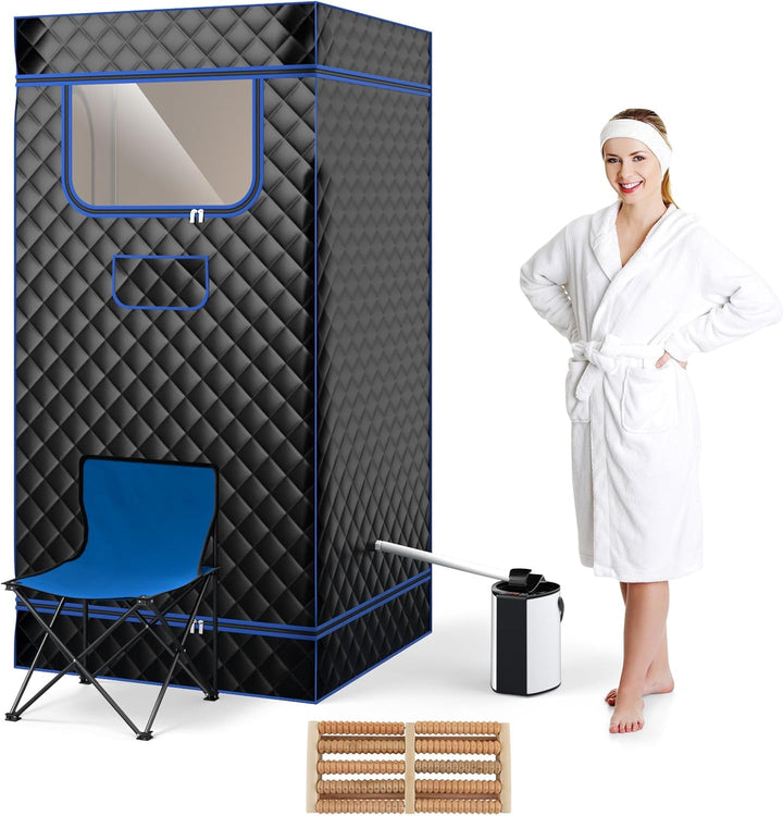 Portable Sauna Tent, Full Body Steam Sauna with 3L Steamer Generator, Remote Control, Folding Chair, Personal Home Sauna Box Pod for Therapy Slimming Detox (Gray)