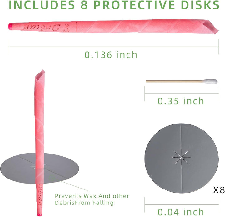 Ear Candles,16Pcs All Natural Hopi Ear Candles Beeswax Candling Cones, Ear Wax Candles,100% Non-Toxic Cylinders Fragrance Hollow Cone Candles With(8 Colours)+8 Protective Disks+30 Cotton Swab