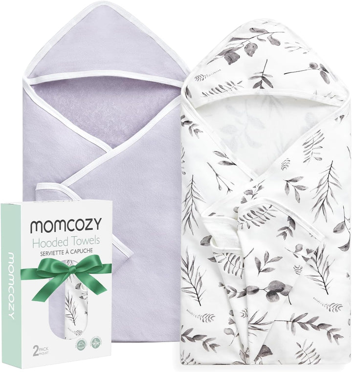 Hooded Baby Towel Set, 8-Piece Baby Bath Towel Set, 2Pcs Baby Towel and 6Pcs Baby Wash Cloth, Soft and Super Absorbent Baby Washcloths for Toddlers, Baby Shower Set Cute Elephant