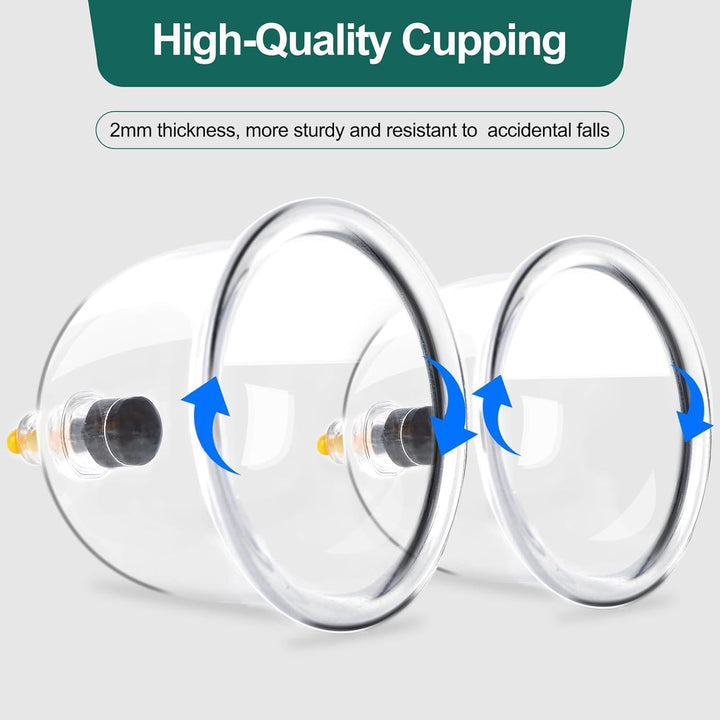 Cupping Therapy Set 20 Cups, Large Size V2.0 for Women Men Vacuum Cup for Body Muscle Back Pain Relief Massage Suck Cellulite Suction Device Cups Cupping Therapy Set