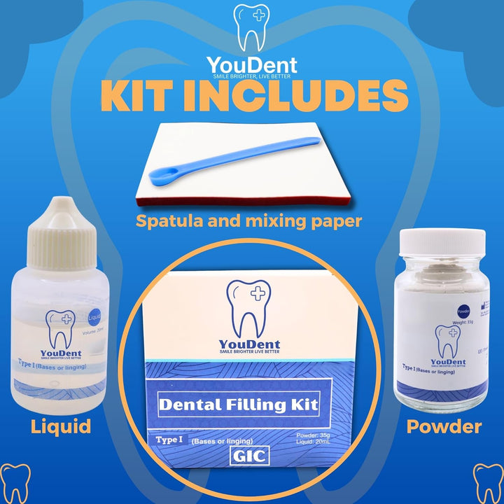 Tooth Filling Repair Kit | Tooth Repair Kit | Dental Repair Kit | Glass Ionomer | Filling Kit for Teeth | Dentist Tools, Dental Glue, Dental Filling | Glass Repair