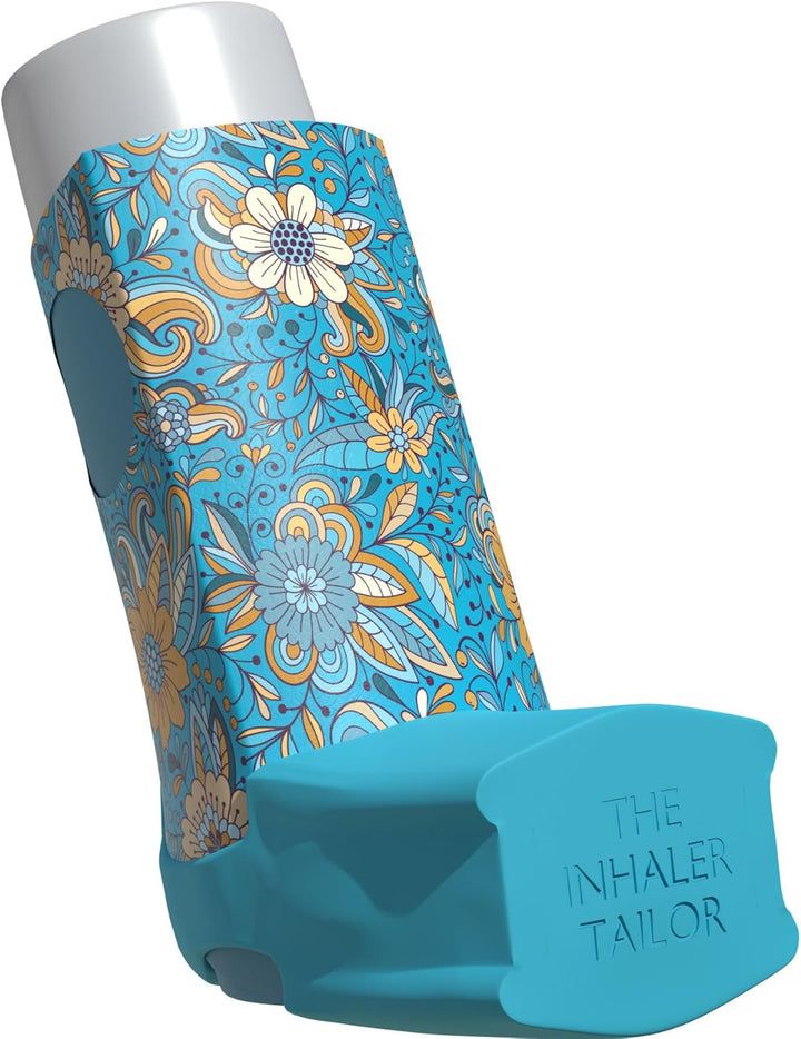 Flora Collection of Inhaler Cases – for Ventolin and Shorter Style Inhalers – Vegan Leather Case for Kids and Adults – Handmade in England (Sunflowers, Ventolin Style)