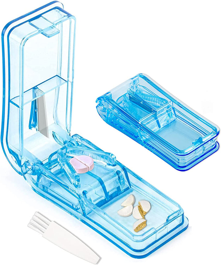 Pill Tablet Cutter for Small or Large Pills, Pill Splitter with Blade for Pills and Tablets Cut in Half Quarter (Black)