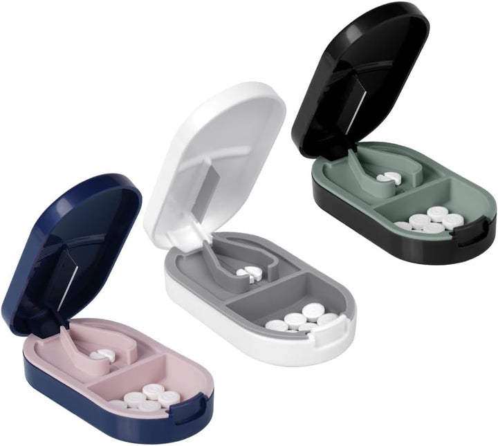 Small Pill Tablet Cutter, Portable Pill Splitter for Small and Large Pills Cut in Half Quarter, Cutting & Storage 2 in 1 Tablet Pill Dispenser per Elderly, Child, Dog, Cat, Pet, Travel (B)