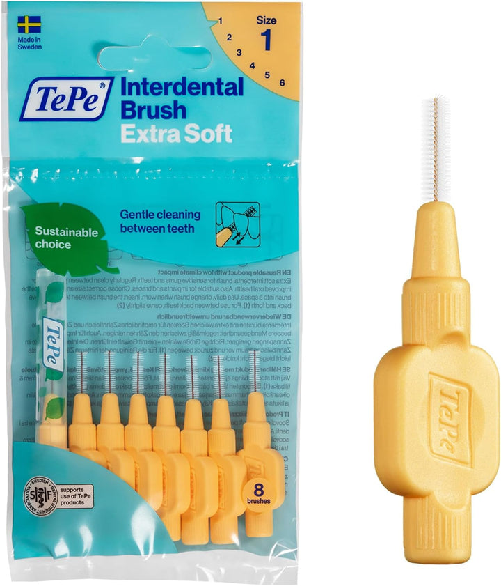 Interdental Brush, Extra Soft, Red, 0.5Mm/Iso 2, 8Pcs, Efficient Cleaning between Teeth, Plaque Remover and Dental Flosser for Narrow Gaps