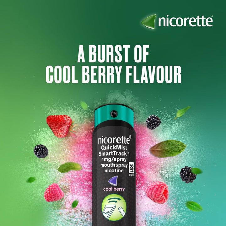 Quickmist Smarttrack Mouthspray, Cool Berry (2 X 150 Sprays) Smoking or Vaping Cessation Aid, Designed to Start Reducing Cravings in 30 Seconds (Quit Smoking or Quit Vaping Aid)