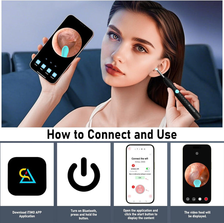 Ear Wax Removal Kit Ear Camera 1920P FHD Wireless Earcleaner Ear Wax Remover with 8 PCS Ear Spoon 3.5Mmwaterproof Ear Wax Removal Kit for Iphone and Android Smartphones