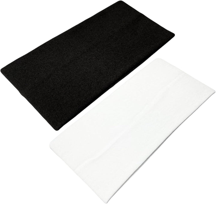 Extra Wide Headbands 11Cm Plain Stretchy Kylie Head Band 2 Pack Unisex Bandeau Headbands for Women & Men Soft Hairbands Yoga Bandana Headband (Black)