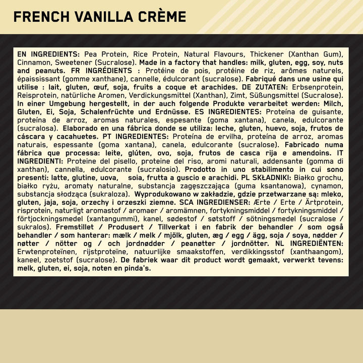 Gold Standard 100% Plant Based Protein Powder for Men and Women, Vegan Protein Shake Powder, Post Workout, or Anytime Throughout the Day, Vanilla Flavour, 21 Servings, 684G