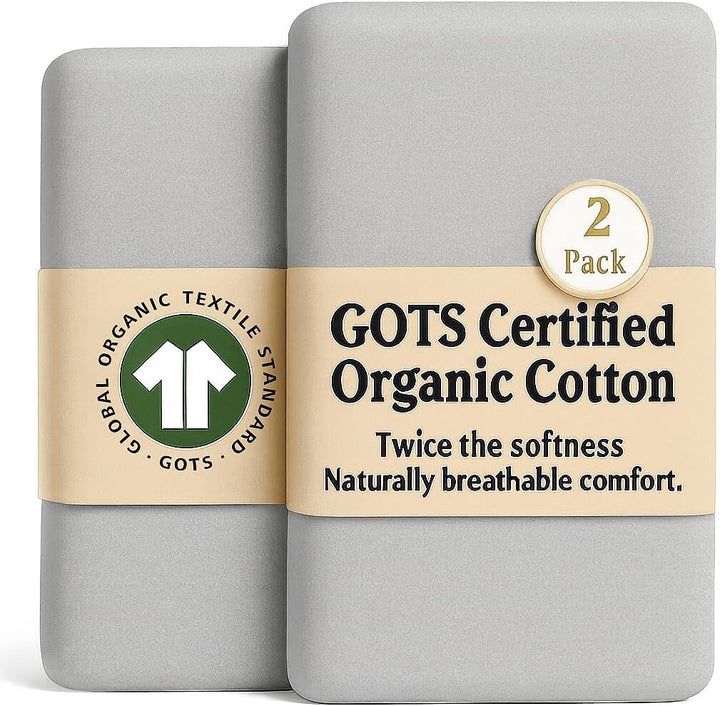 Organic Snuzpod 4 Compatible Crib Sheets - Thickest & Softest 2000GSM GOTS 100% Organic Cotton – Set of 2 Snuzpod Fitted Sheets – Snuzpod 4 Fitted Sheet 40 X 75.5 – Premium Snuzpod Mattress Bedding