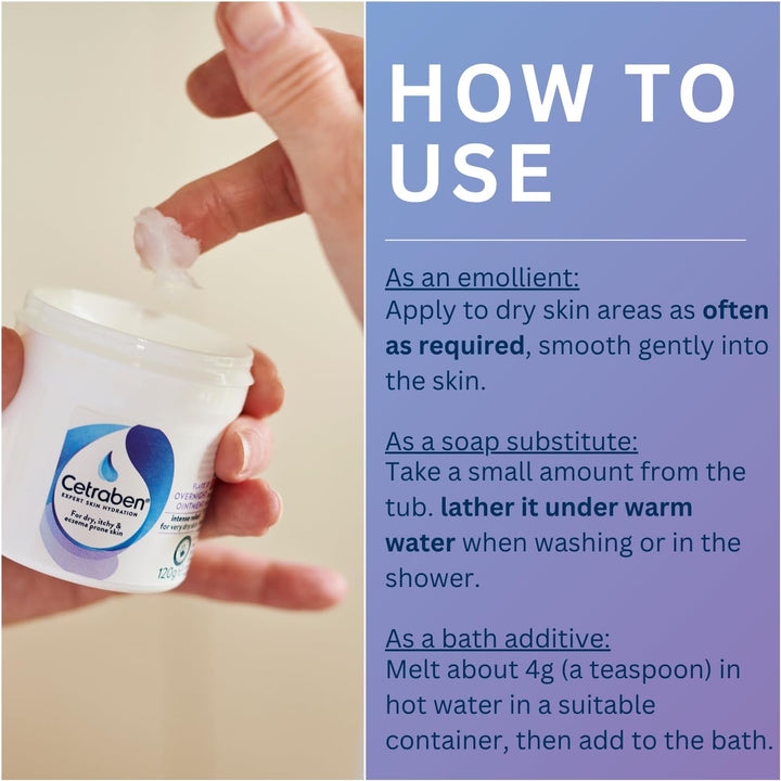 Flare up Overnight Ointment, Relieves Dry, Itchy & Eczema-Prone Skin, Rich Formulation for Intense Hydration, Protects Skin from Irritants, for Overnight Use, Fragrance Free, 1 X 120G