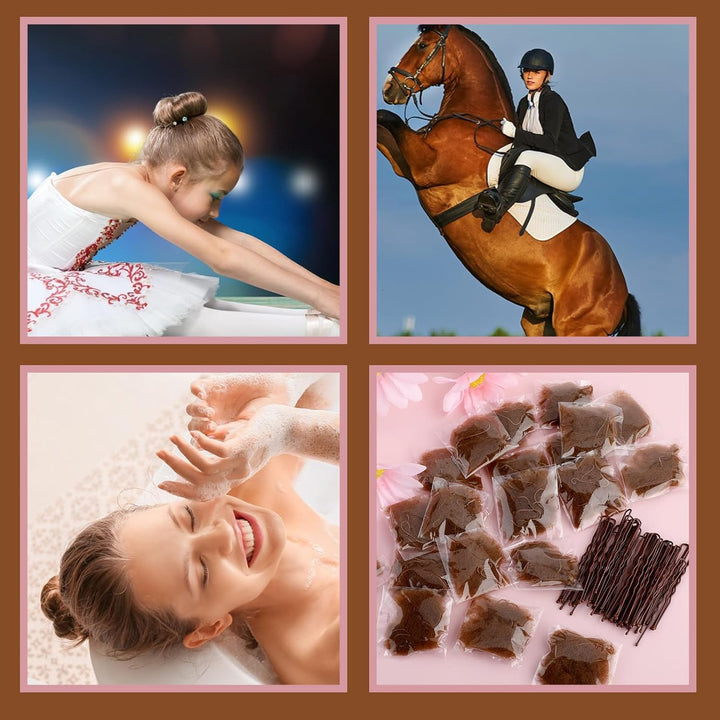 Hair Nets for Buns, Ballet Hair Net, 20 Pcs 50 Cm Individual Package Invisible Hair Nets and 40 Pcs U Shaped Hair Pins Set for Women, Girls, Ballet Dancer, Nurse(Brown)