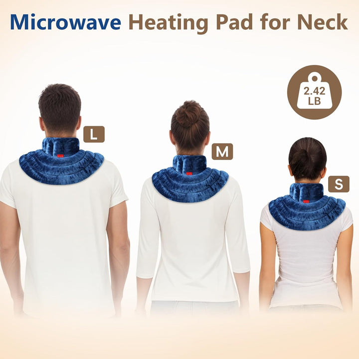 Microwave Heating Pad for Neck, Shoulders, 2.42LB Weighted Microwavable Neck Warmer for Pain Relief, Wearables Adjustable Heated Neck Wrap, Wheat Bags with Moist Heat Therapy, Recovery Gifts