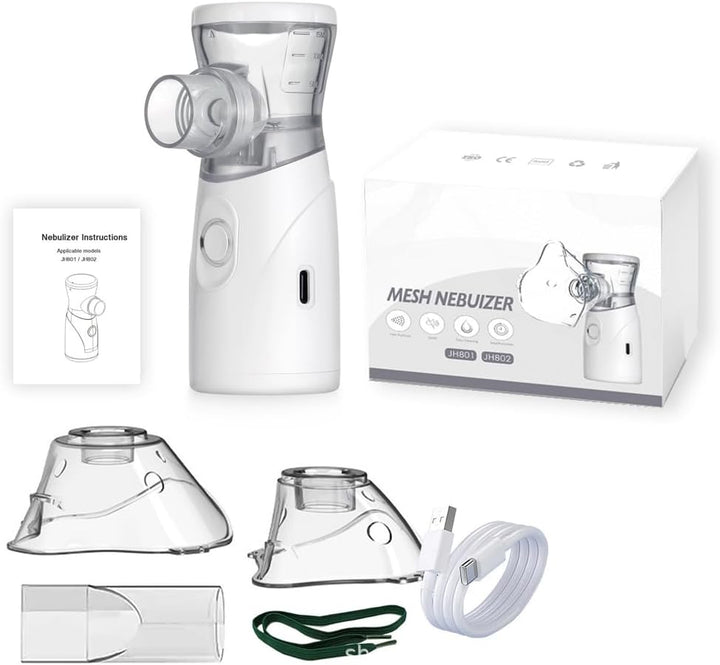 Nebuliser Machine for Kids Adults, USB-C Rechargeable, Portable & Silent Design, Easy to Use & Clean, Handheld Nebulizer for Home and Travel