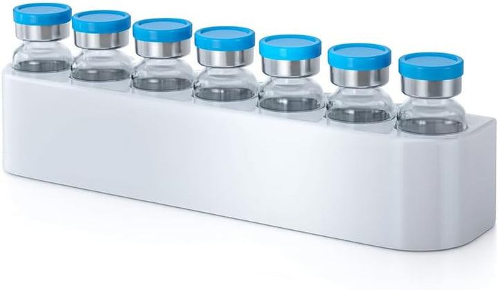 Fridge Holder Tray for 10Ml Glass Peptide Vials or Storage Case 5/7 Slot Heavy Duty Peptide Insulin Vial Protector Wall Mount White with 3M Stickers (10Ml Vial)