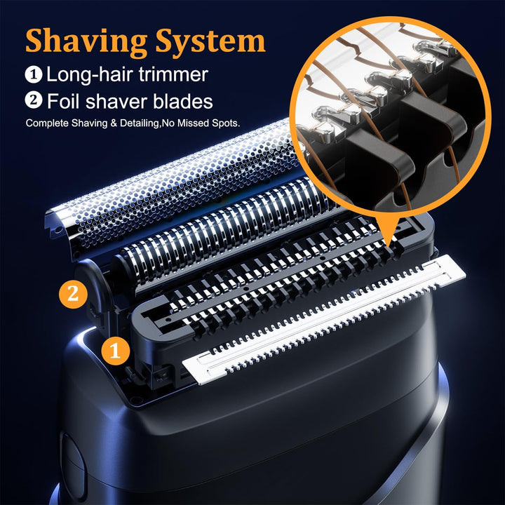 Foil Shaver,Electric Razor for Men,Mini Shavers for Men Waterproof,Mens Electric Shavers Cordless Rechargeable,Double Floating Blade for Close Shaving,Travel Razors Trimmer Wet & Dry 90Min Runtime