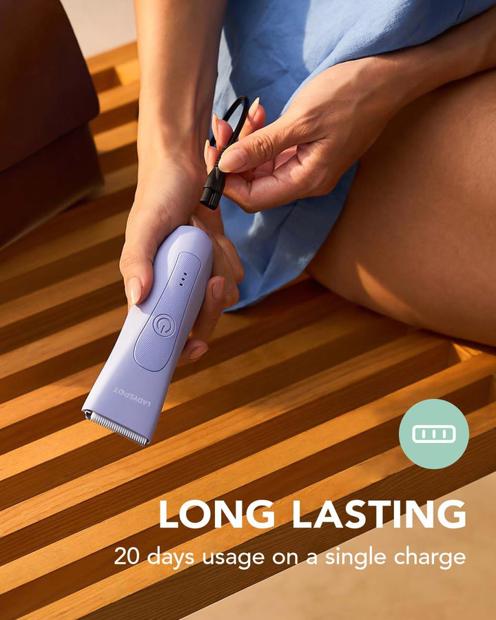 Bikini Trimmer for Women, LADYSPOT™ Lady Shavers for Women Rechargeable Bikini Shaver for Pubic Hair with 3 Guards and Hypoallergenic Ceramic Blade, Wet/Dry Lady Razors for Body, Legs, Bikini