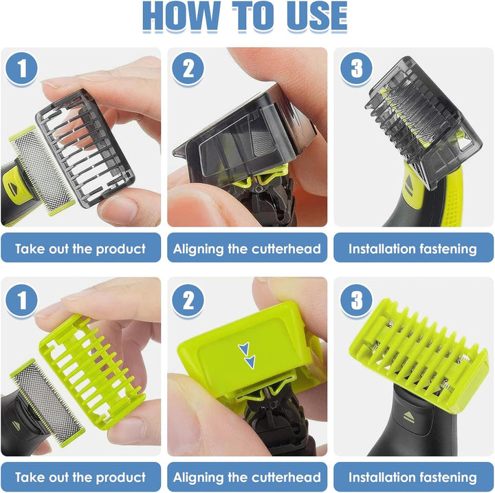 Guide Comb Attachments for Philips One Blade QP2724 QP2734 QP2824 QP2520/30 QP2620/30, 4 Guide Guards Set 1/2/3/5Mm for Hybrid Electric Trimmer Attachments