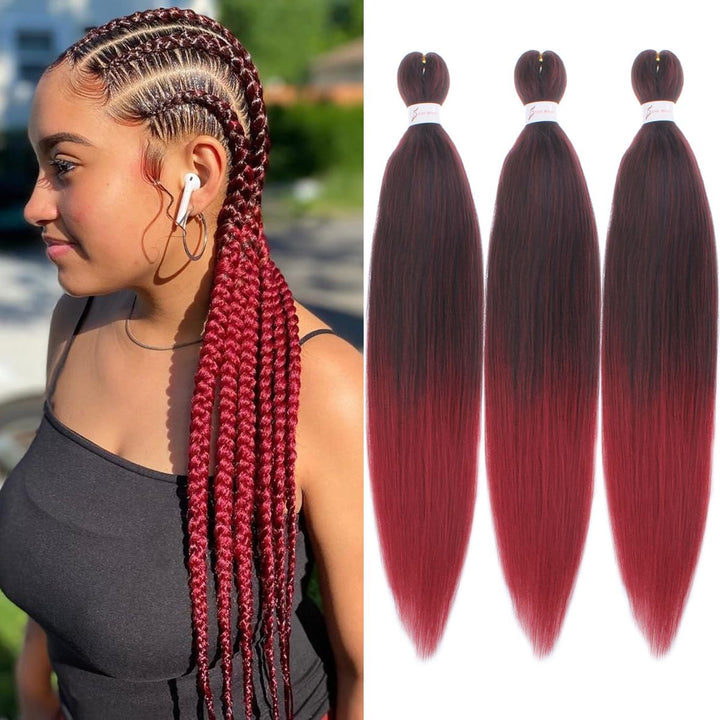 3 Packs Pre Stretched Braiding Hair Extension Yaki Texture EZ Braids Hair for Coi Leray Braids Black Braiding Crochet Hair Extensions /30 Inch 1B#