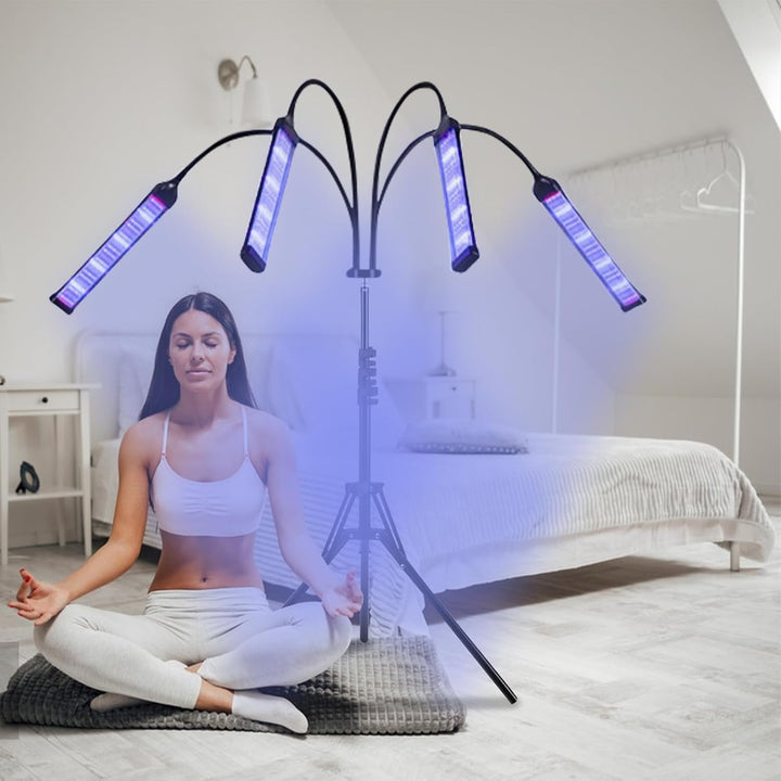 Tanning Lamp for Home, Tanning Lamp with 420Pcs Leds, 40W Face Tanning Lamp with 4 Lamp Heads and Adjustable Bracket, 460Nm Sun Lamp, Sunbeds for Home Tanning, Tanning Bed for Face and Body