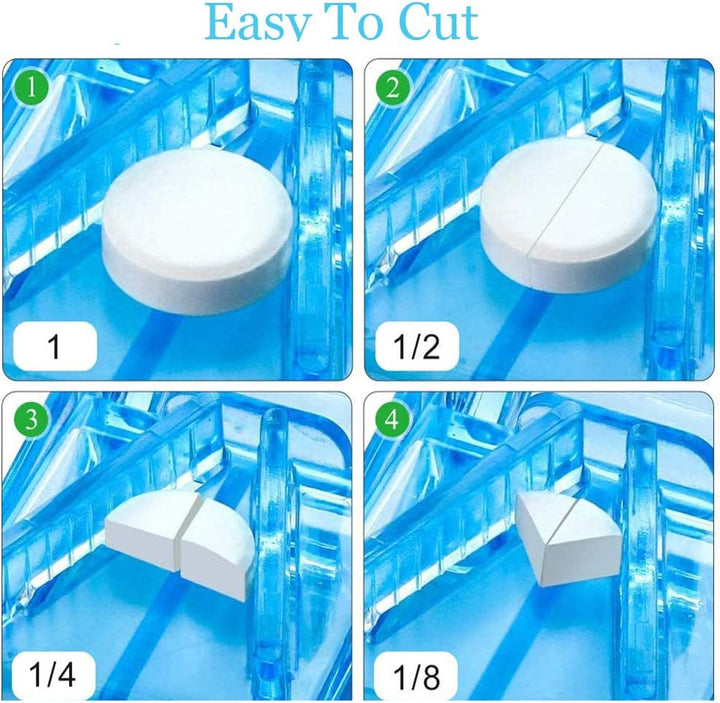 Pill Cutter, Portable Tablet Cutter with Blade and Storage Compartment 2-In-1 Pill Splitter Pill Case Half Quarter for Small or Large Pills Transparent Blue