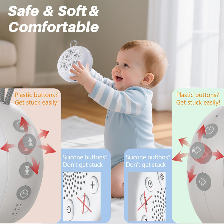 White Noise Machine Portable Sound Machine for Baby Adult Features Powerful Battery, 20 Soothing Sound, Noise Canceling for Sleeping, Sound Therapy for Office Home, Travel, Registry Gift