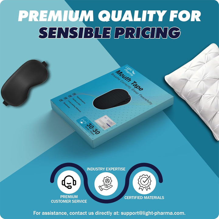 Mouth Tape for Sleeping, Sleep Mouth Tape for Snoring Prevention by Improving Nasal Breathing, Mouth Tape for Snoring with Rinse Free Soap Towelettes, Medical Grade | 30 + 30