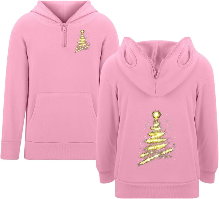 Boys Print Hooded Pullover Sweatshirt with Zipper Eyelets and Pocket for Kids Casual Wear for Men