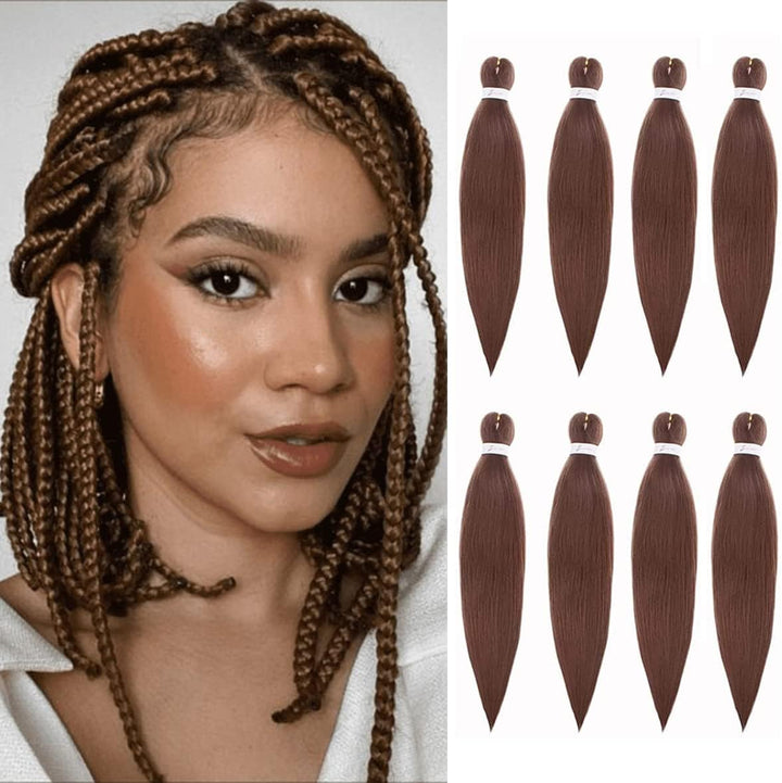3 Packs Pre Stretched Braiding Hair Extension Yaki Texture EZ Braids Hair for Coi Leray Braids Black Braiding Crochet Hair Extensions /30 Inch 1B#