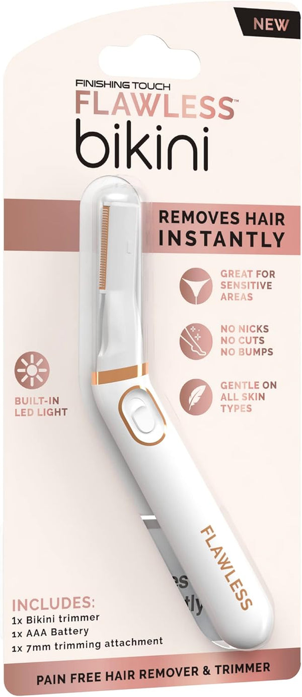 Bikini Trimmer & Hair Remover, Bikini Shaver & Pubic Hair Trimmer for Women, Dry Use Intimate Razor, Painless Bikini Line Hair Removal with LED Light, All Skin Types