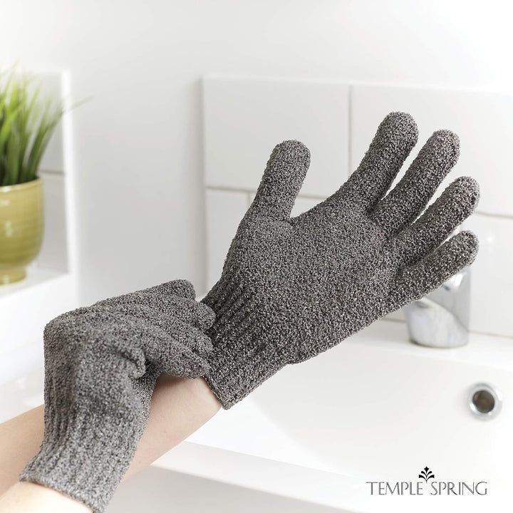 Exfoliating Glove, Carbonized Rayon Bamboo Body Scrubber, Loofah Exfoliating Mitt, Shower Scrubber Wash Cloth, Body Exfoliator Scrub, Loofa Shower Gloves Bath Sponge - Grey